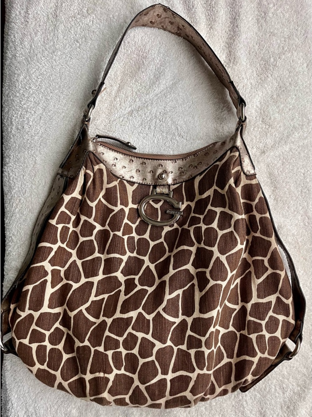 Guess excel Vintage condition brown & white giraffe-patterned hobo shoulder bag